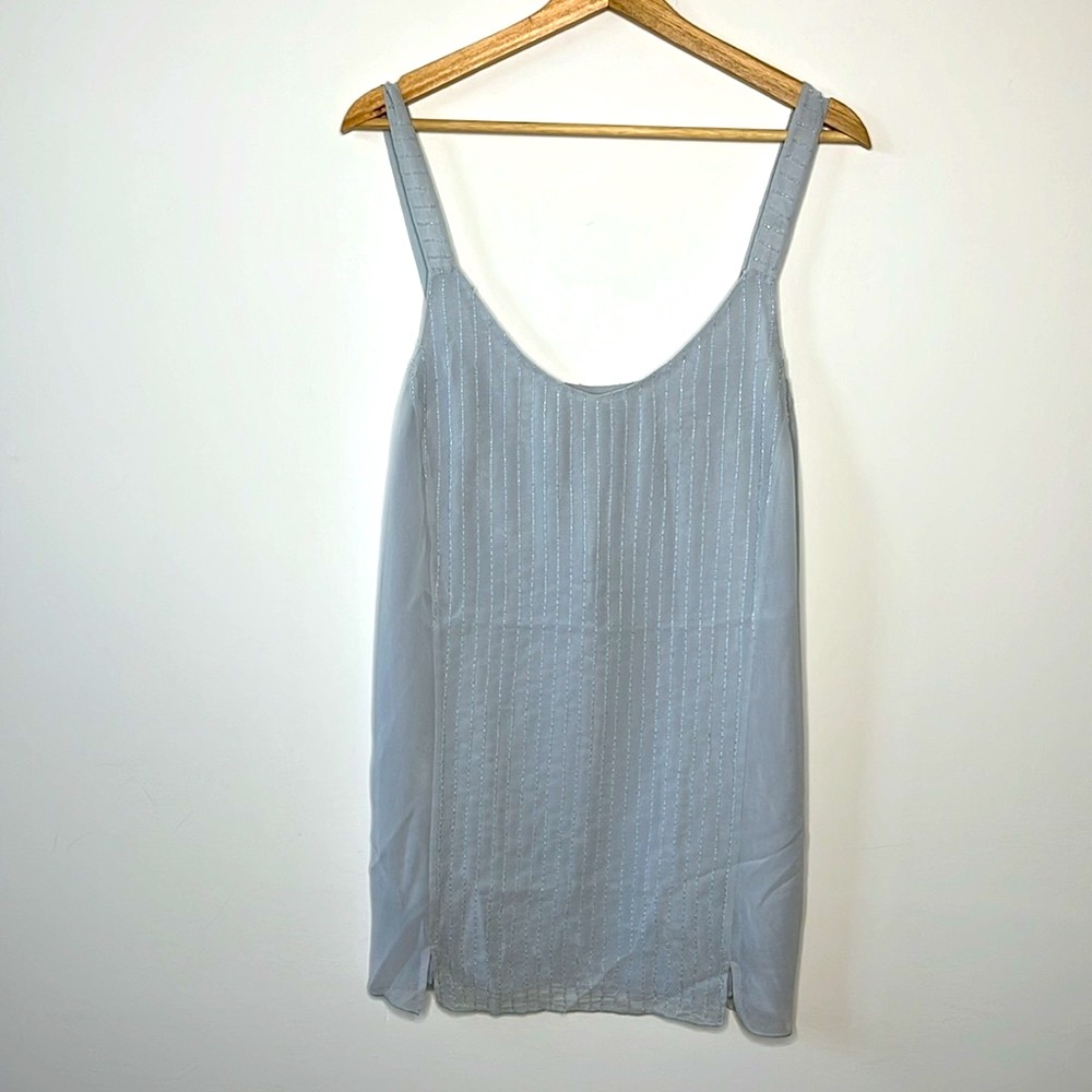 "NEW" Robert Rodriguez‎ Ice Blue Beaded Split Hem Tank Sz XL